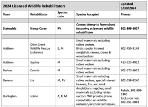 Preview image of a list of Licensed Wildlife Rehabilitators. The text is too blurry to read; the PDF linked will be more readable.